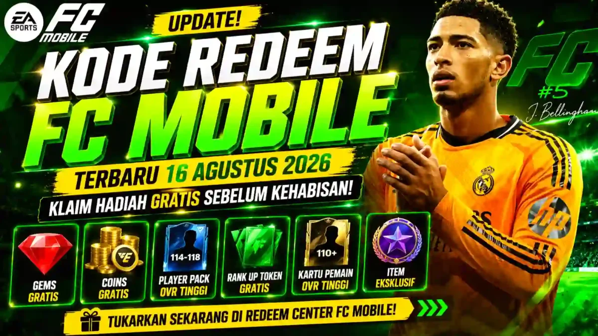 Kode Redeem FC Mobile Hari Ini 16 Agustus 2026, Cek Hadiahnya Sekarang. (Foto: gamebrott)