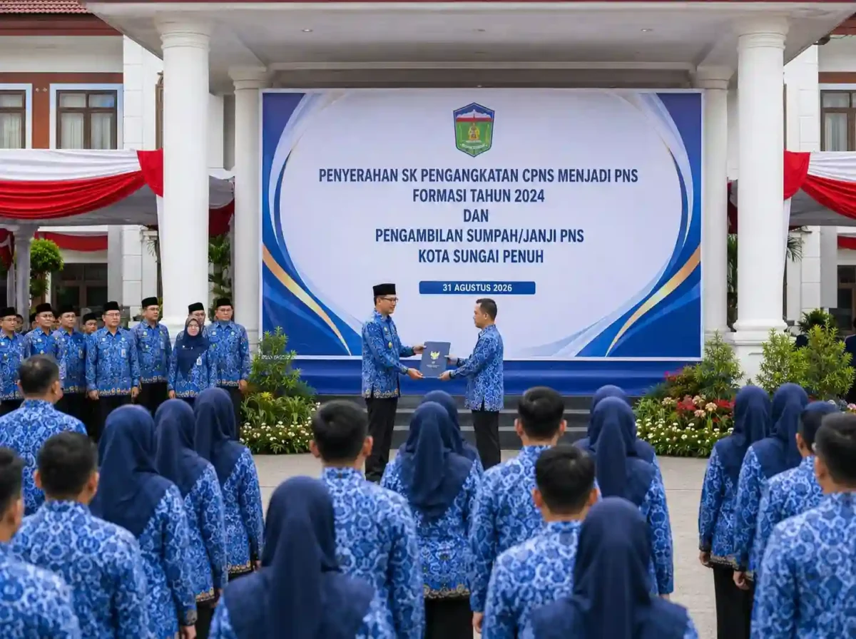 Jadwal Penyerahan SK 195 CPNS Sungai Penuh Resmi Keluar, Cek Waktu dan Lokasinya. (Foto: Ilustrasi AI)1