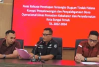 Pers release penetapan tersangka dugaan tindak pidana korupsi damkat, Kejari Sungai penuh. (Foto: Desi Hermila/rri)