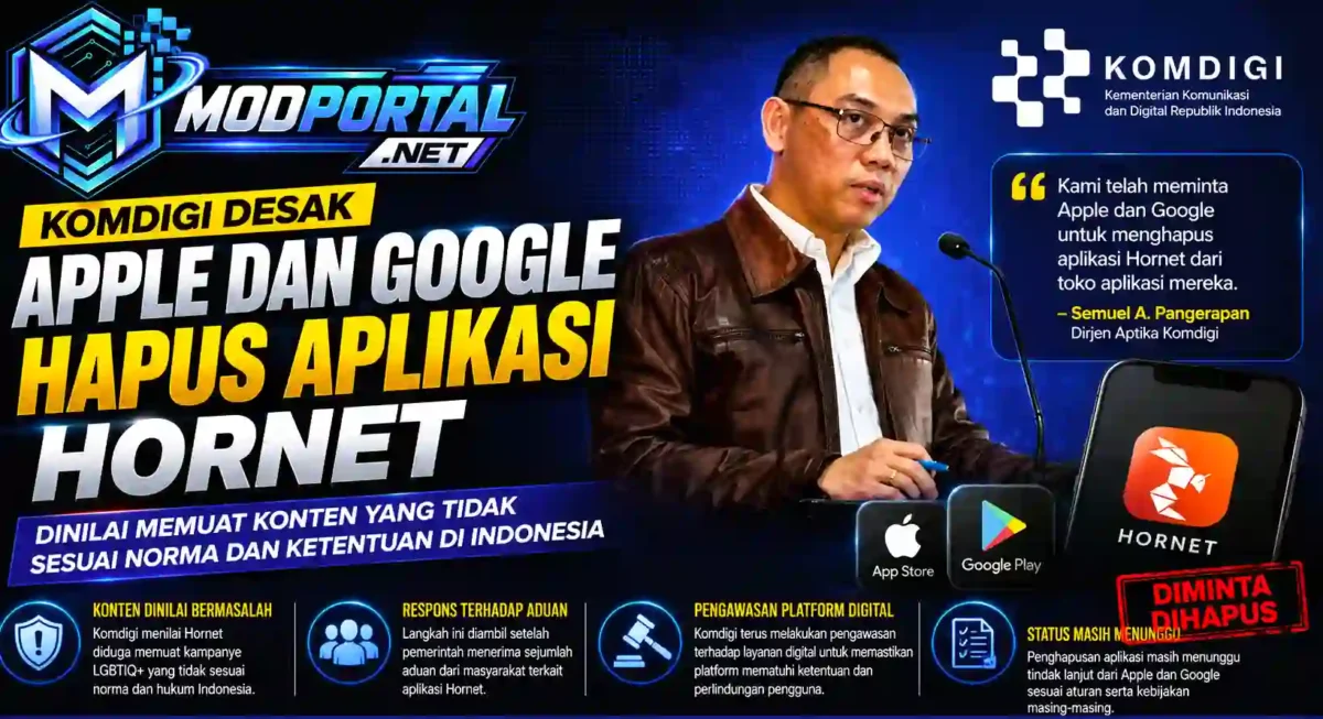Komdigi Minta Apple dan Google Hapus Aplikasi Hornet dari Indonesia, Ini Alasannya. (Foto: modportal)