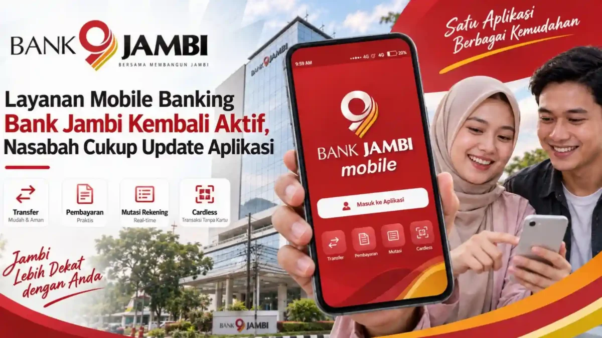 Layanan Mobile Banking Bank Jambi Kembali Aktif, Nasabah Cukup Update Aplikasi. (Gambar: Ilustrasi AI)