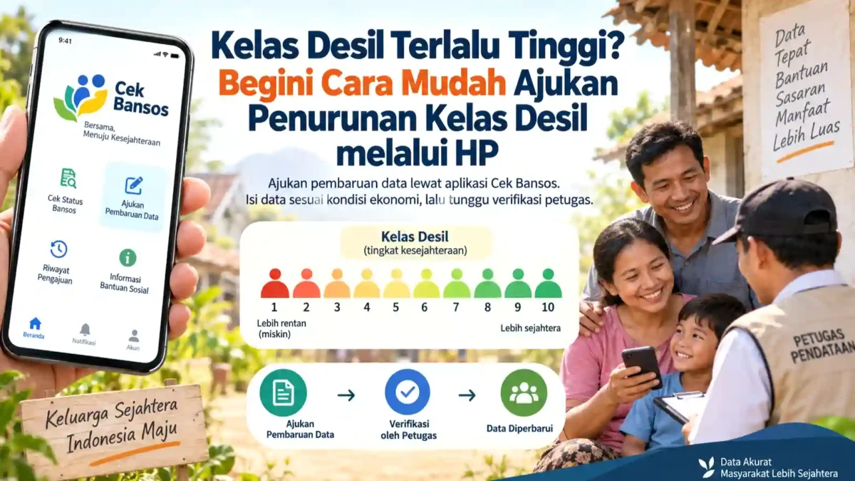 Kelas Desil Terlalu Tinggi? Begini Cara Mudah Ajukan Penurunan Kelas Desil melalui HP. (Gambar: Ilustrasi AI)