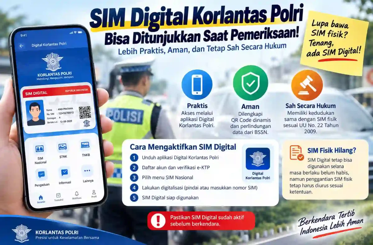 SIM Digital Korlantas Polri Bisa Ditunjukkan saat Pemeriksaan, Begini Cara Aktifkan dan Aturan jika SIM Hilang. (Gambar: Ilustrasi AI)