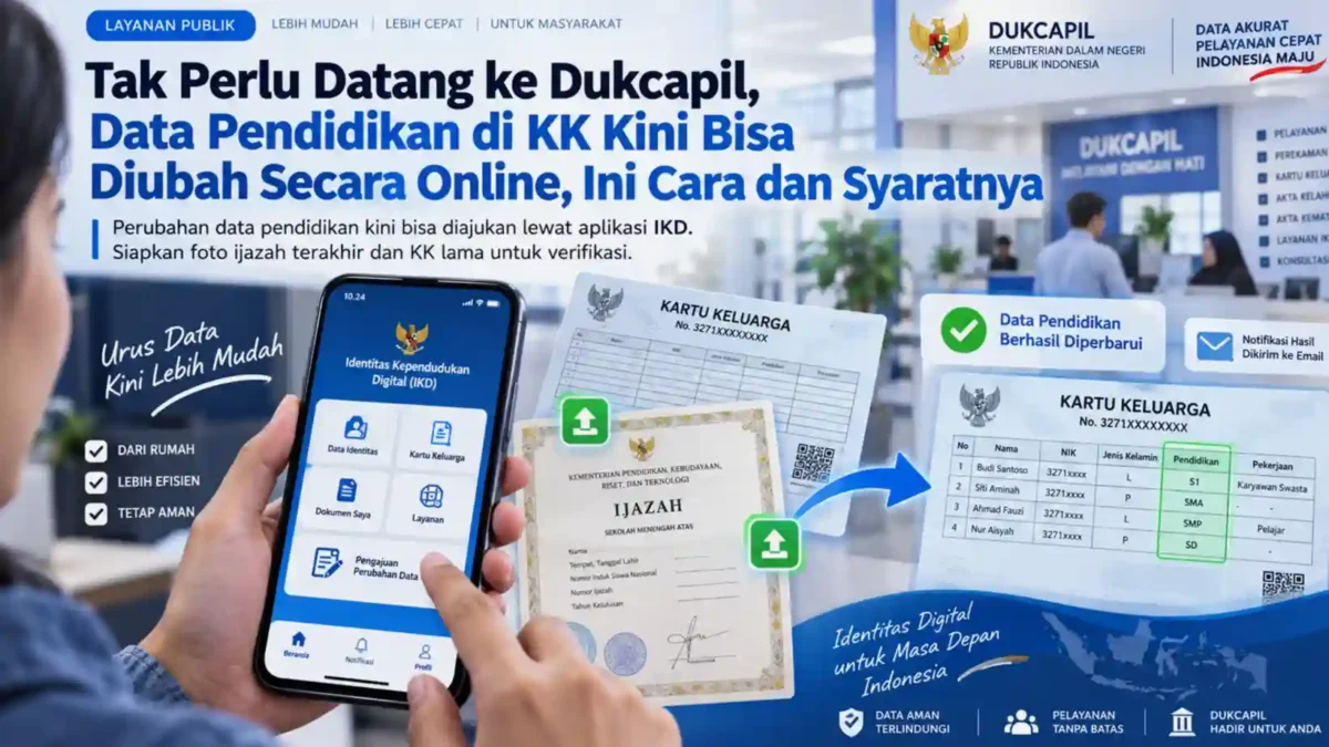 Tak Perlu Datang ke Dukcapil, Data Pendidikan di KK Kini Bisa Diubah Secara Online, Ini Cara dan Syaratnya . (Gambar: Ilustrasi AI)