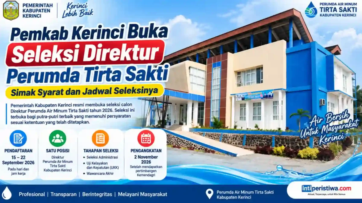Pemkab Kerinci Buka Seleksi Direktur Perumda Tirta Sakti, Simak Syarat dan Jadwal Seleksinya. (Foto: jambihariini di Olah AI)