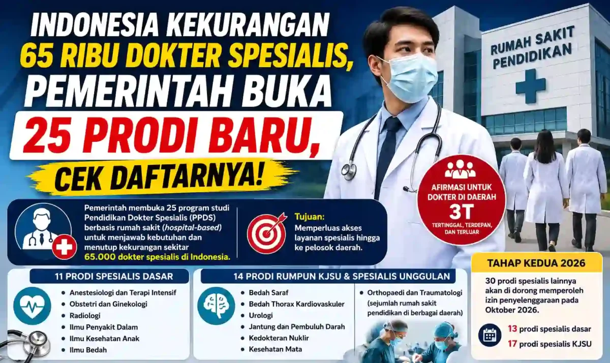 Indonesia Kekurangan 65 Ribu Dokter Spesialis, Pemerintah Buka 25 Prodi Baru, Cek Daftarnya. (Foto: Ilustrasi AI)