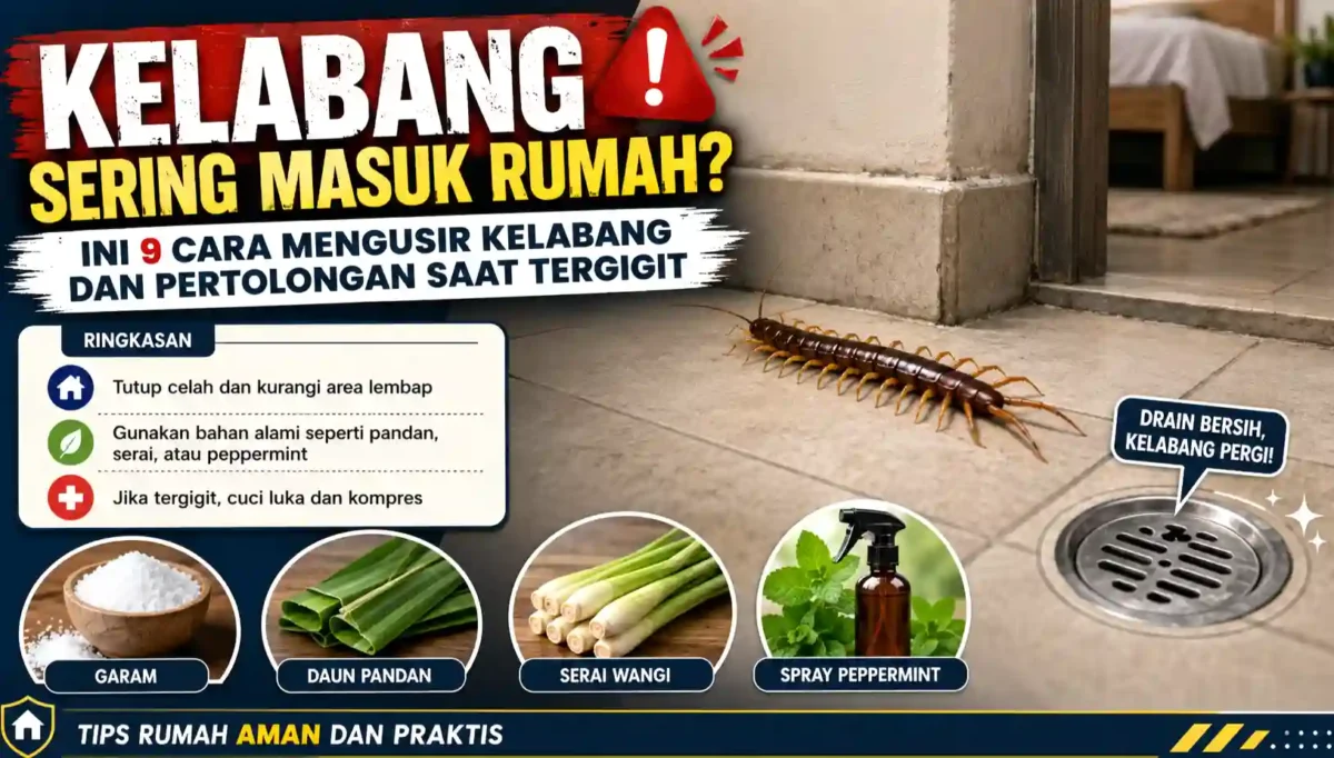 Kelabang Sering Masuk Rumah? Ini 9 Cara Mengusirnya dan Pertolongan Saat Tergigit. (Gambar: Ilustrasi AI)