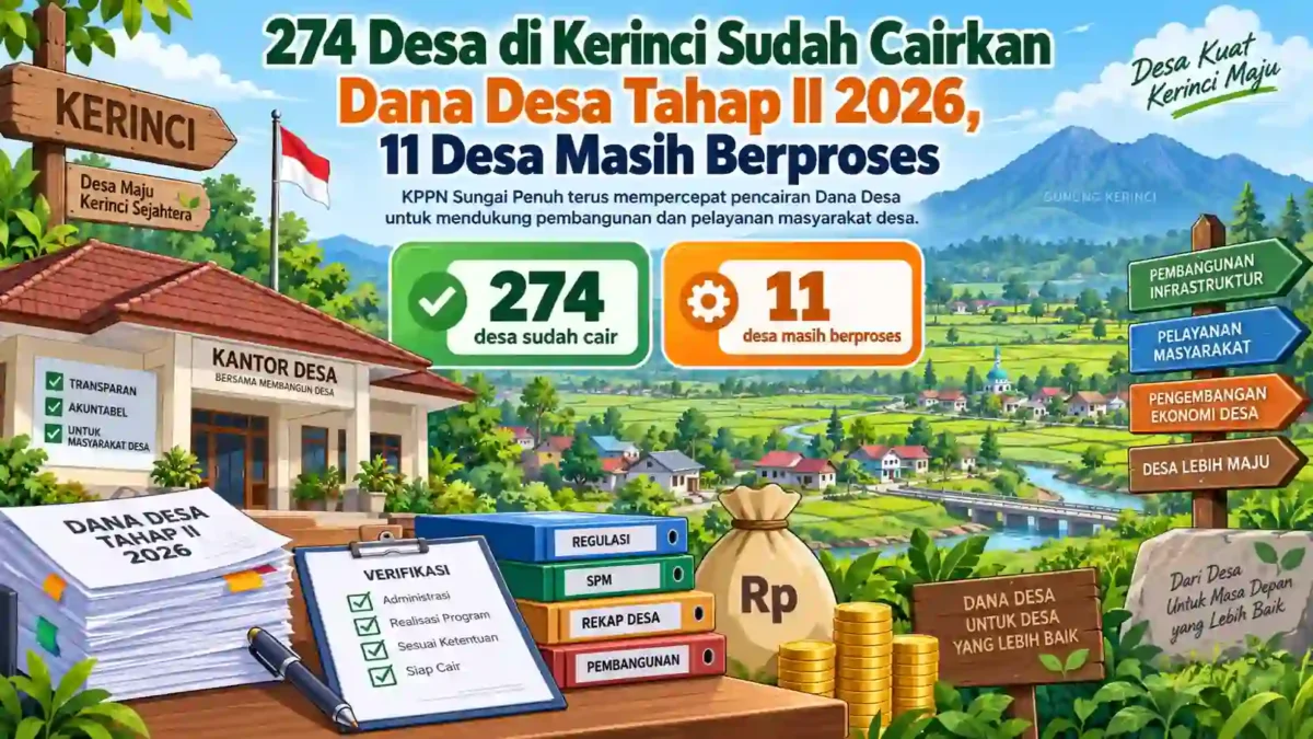 274 Desa di Kerinci Sudah Cairkan Dana Desa Tahap II 2026, 11 Desa Masih Berproses. (Gambar: Ilustrasi AI)