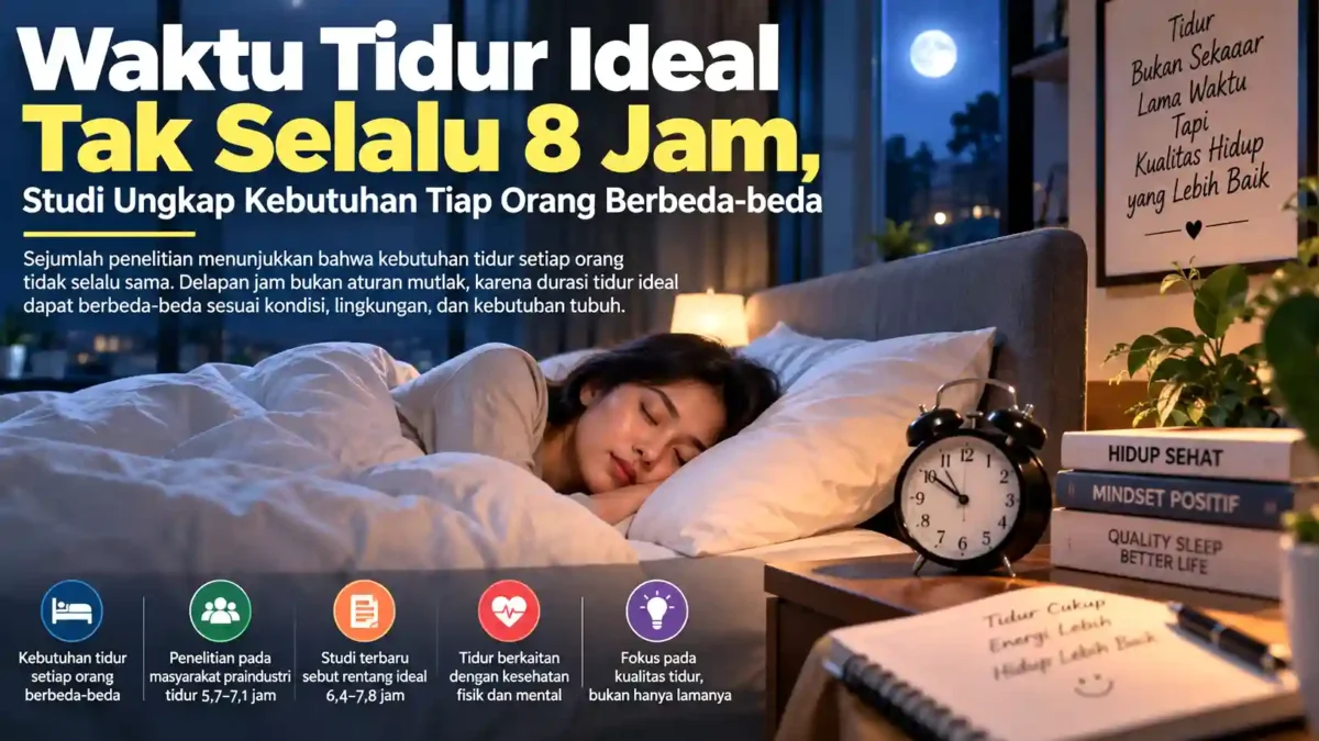 Waktu Tidur Ideal Tak Selalu 8 Jam, Studi Ungkap Kebutuhan Tiap Orang Berbeda-beda. (Gambar: Ilustrasi AI)