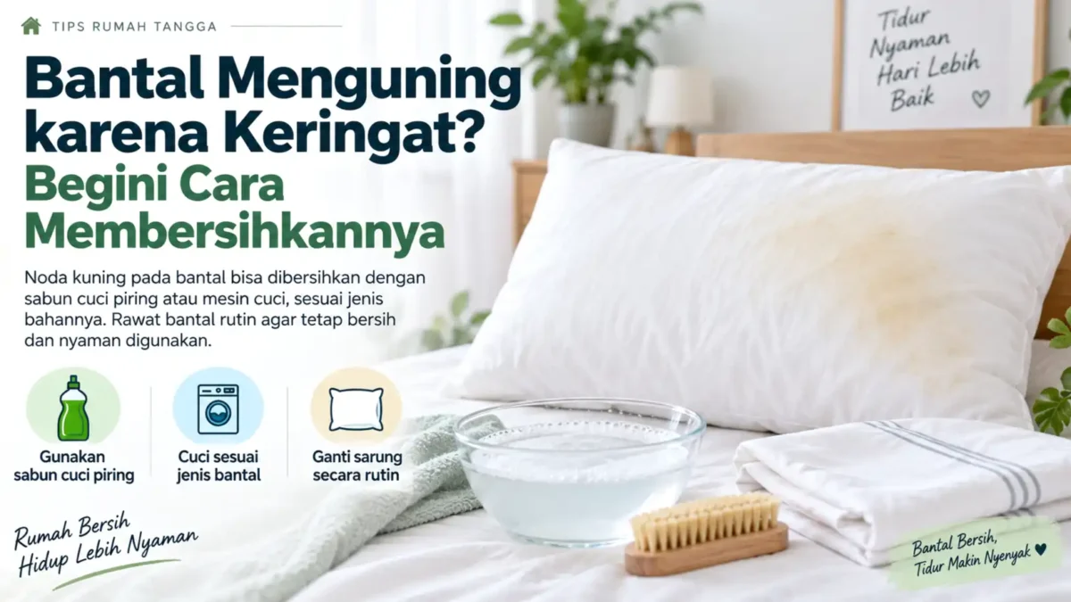 Bantal Menguning karena Keringat? Begini Cara Membersihkannya. (Gambar: Ilustrasi AI)