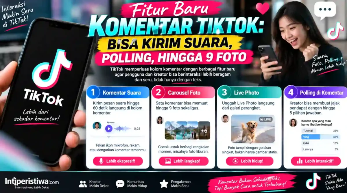 Fitur Baru Komentar TikTok: Bisa Kirim Suara, Polling, hingga 9 Foto. (Gambar: Ilustrasi AI)