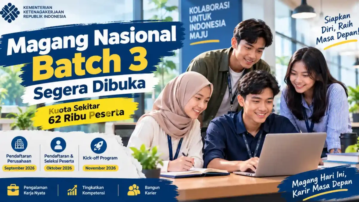 Magang Nasional Batch 3 Segera Dibuka, Kuota Sekitar 62 Ribu Peserta. (Gambar: Ilustrasi AI)