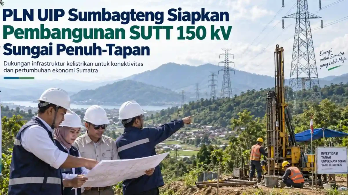 PLN UIP Sumbagteng Siapkan Pembangunan SUTT 150 kV Sungai Penuh-Tapan. (Gambar: Ilustrasi AI)