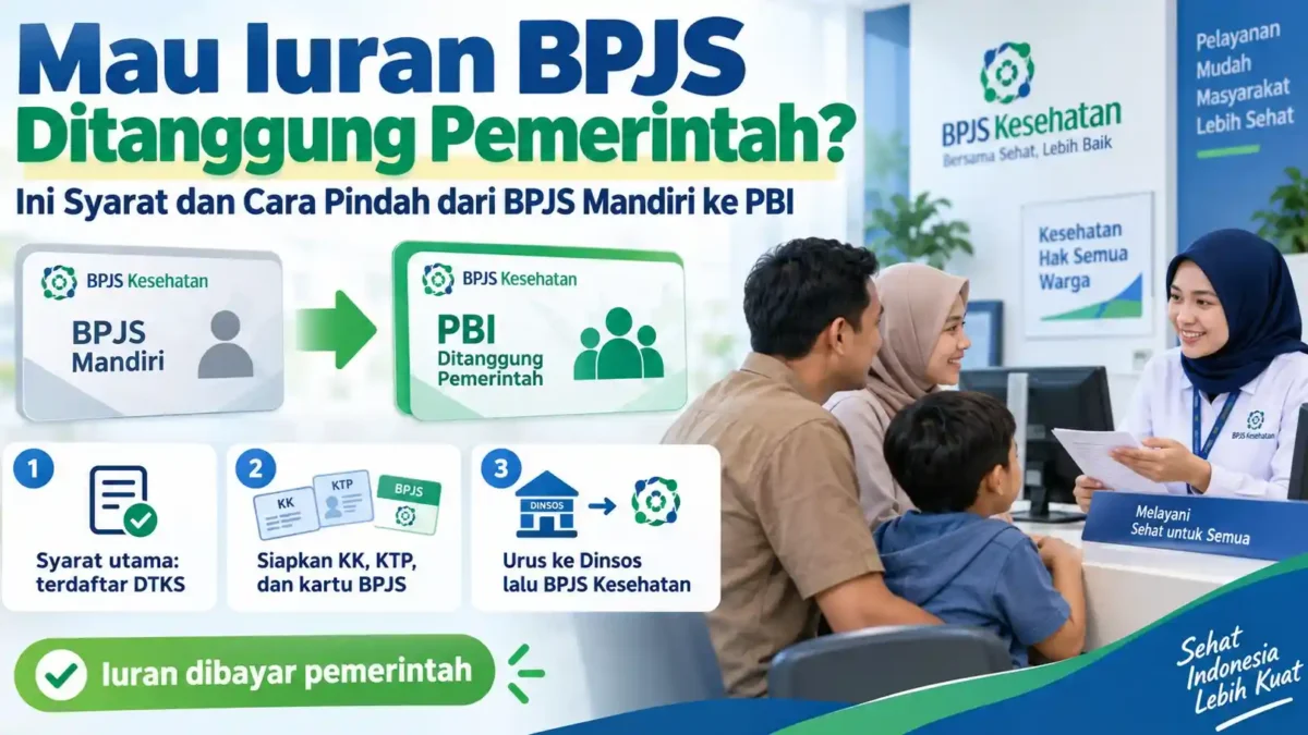 Mau Iuran BPJS Ditanggung Pemerintah? Ini Syarat dan Cara Pindah dari BPJS Mandiri ke PBI. (Gambar: Ilustrasi AI)