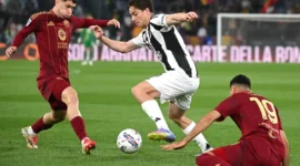 Juventus vs Rennes Imbang 2-2, VAR Batalkan Gol Lucumi. (Foto: AFP/ALBERTO PIZZOLI/kompas)