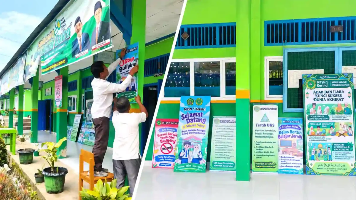 Wujudkan Lingkungan Positif, MTsN 5 Kerinci Tebar Pesan Kebaikan Lewat Banner Edukatif. (Foto: mtsn5kerinci.mdrsh)
