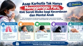Asap Karhutla Tak Hanya Mengganggu Paru, IDAI Soroti Risiko bagi Kecerdasan dan Mental Anak. (gambar: Ilustrasi AI)