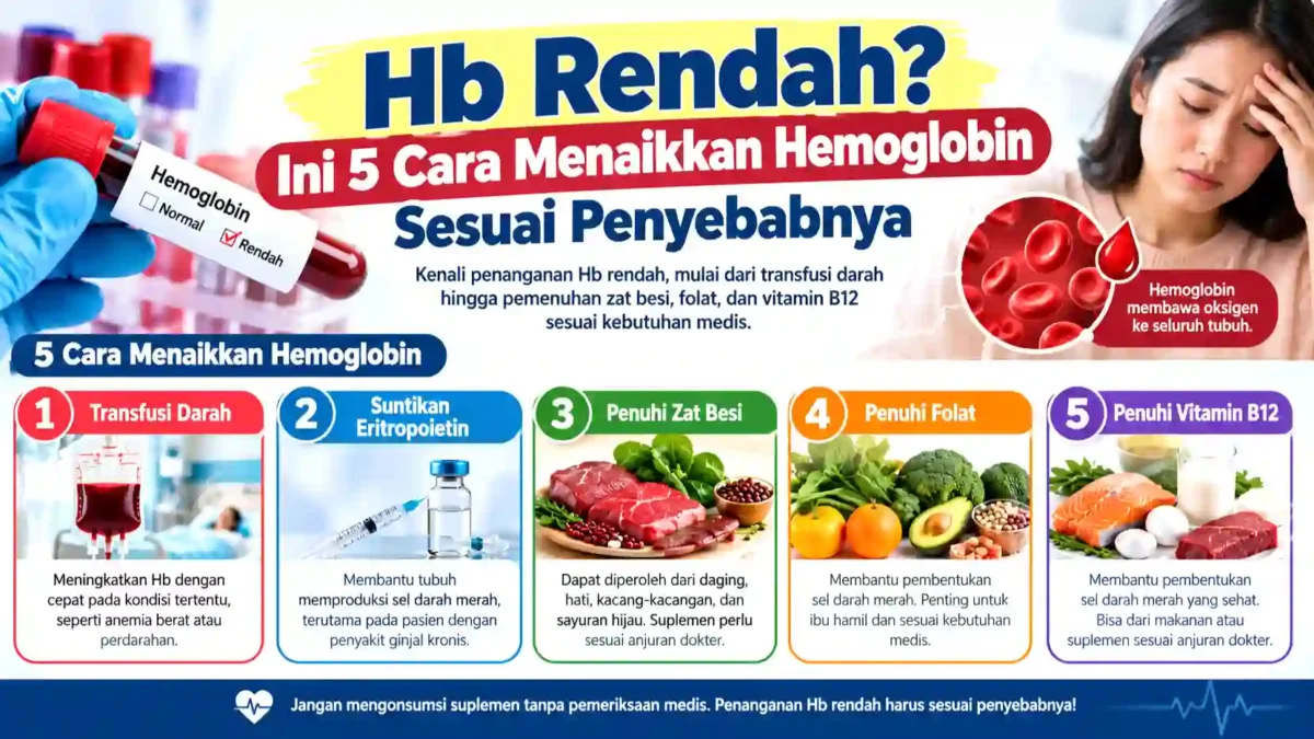 Hb Rendah? Ini 5 Cara Menaikkan Hemoglobin Sesuai Penyebabnya. (Gambar: Ilustrasi AI)